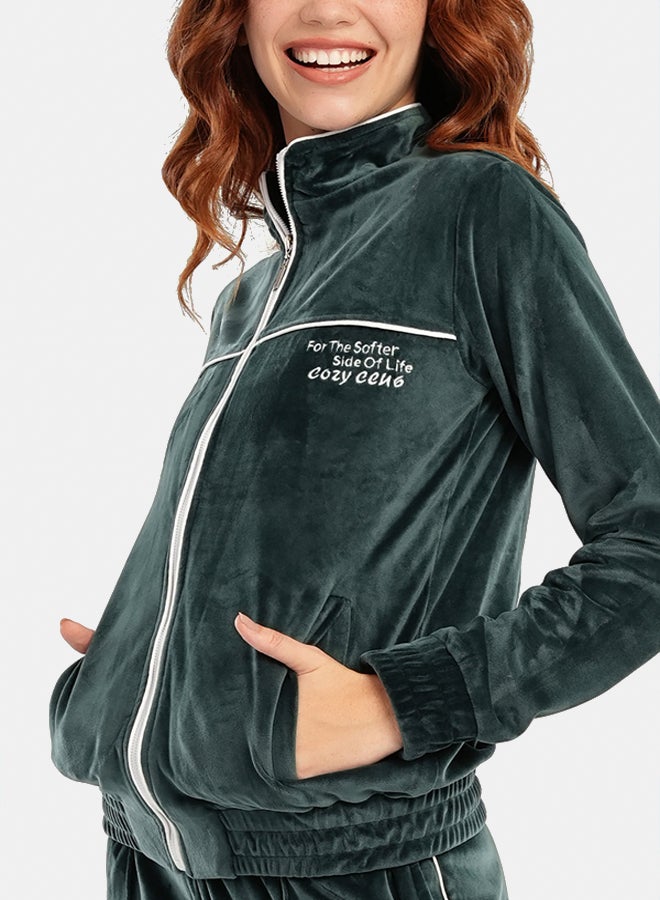 Carina Velvet Color Piping Pyjama Set - Image 3