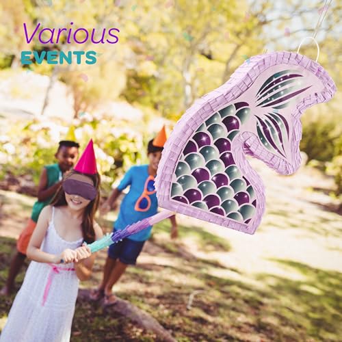 4E's Novelty 4Es Novelty Mermaid Pinata With Bat Blindfold for Mermaid Birthday Party Decorations Supplies for Kids Girls Under the Sea Mermaid Ocean Theme Birthday Party Game Activity Mermaid Decor - Image 5