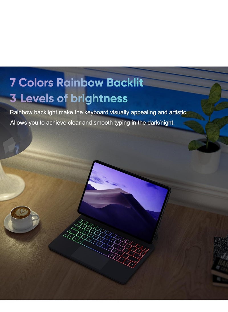 Magnetic Smart Bluetooth Keyboard Case Compatible with Samsung Galaxy Tab S7/S8/S9/S9 FE 11-inch RGB Backlit Keyboard with Trackpad