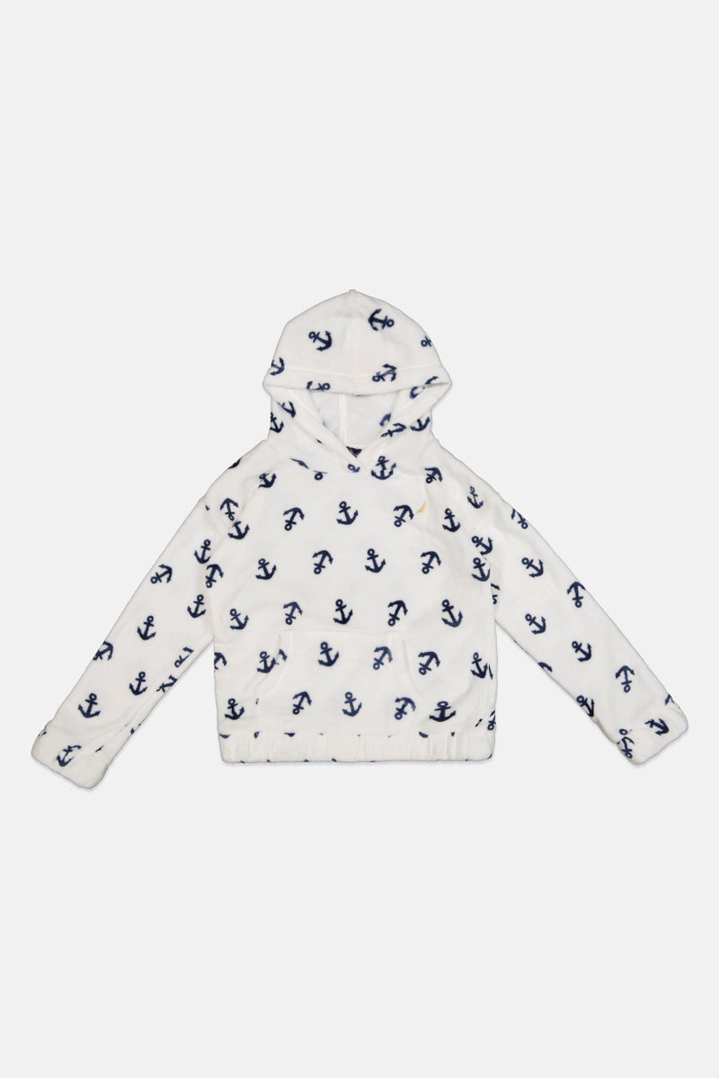 NAUTICA Kids Girl Long Sleeve Allover Print Hoodie, Multicolor - Image 1