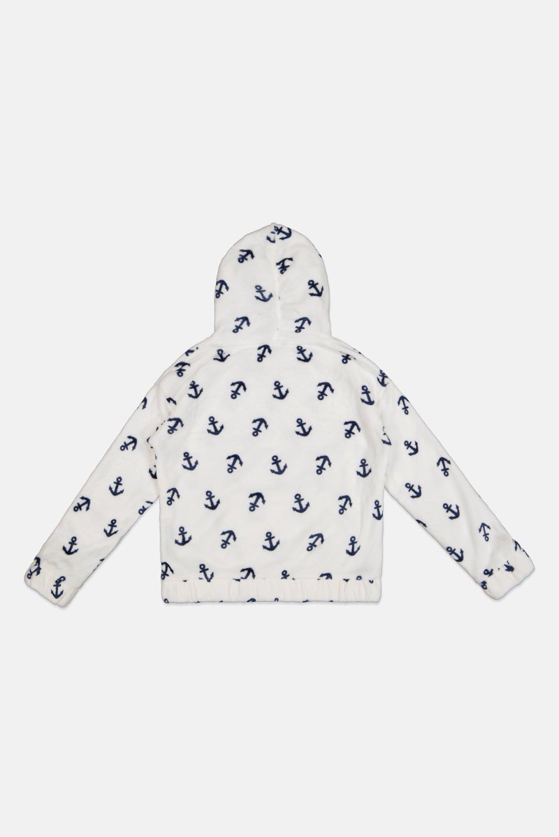 NAUTICA Kids Girl Long Sleeve Allover Print Hoodie, Multicolor - Image 2