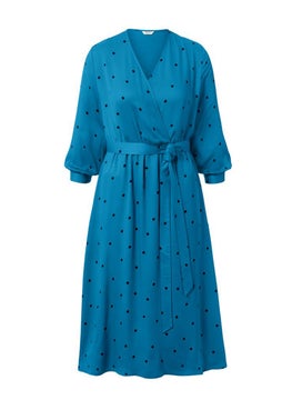 Tchibo Women Polka Dots Short Sleeve Midi Dress, Blue  - Image 2