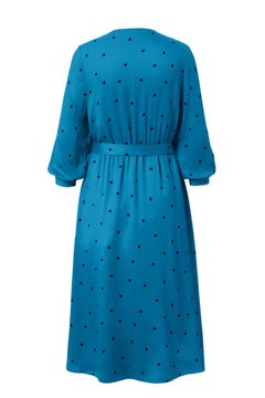 Tchibo Women Polka Dots Short Sleeve Midi Dress, Blue  - Image 3