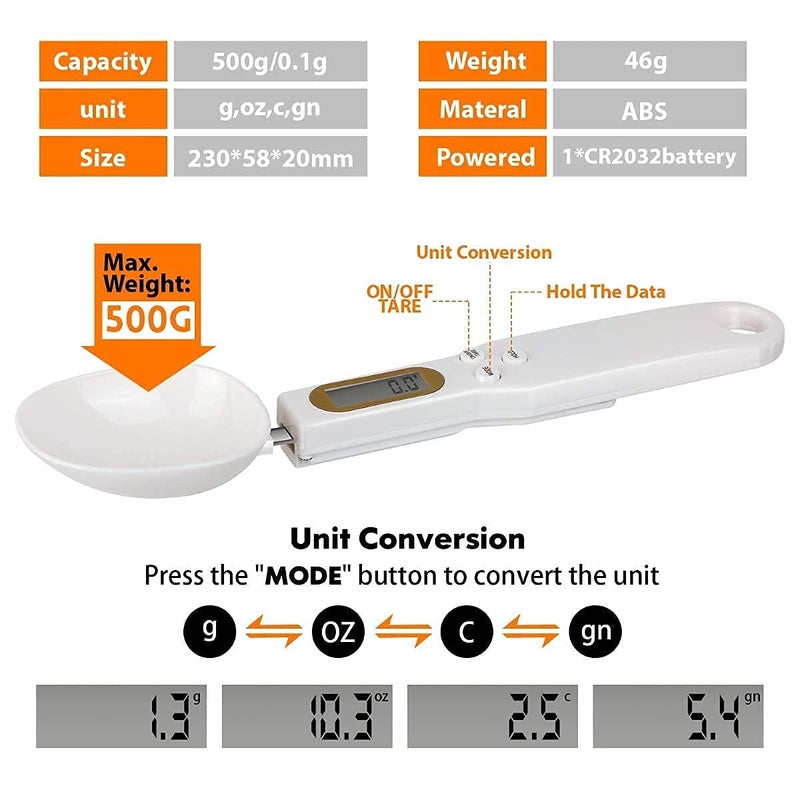 YONIMI Electronic Kitchen Digital Measuring Spoon Scales Accurate Teaspoon Scale Weighing in Grams and Oz LCD Display Gift for Bakers and Cooks - Image 2