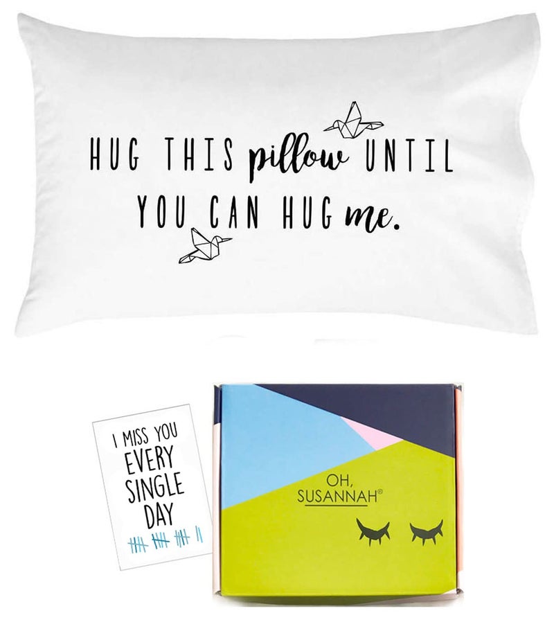 Oh, Susannah Hug This Pillow Until You Can Hug Me Pillowcase Box, Original Design, Long Distance Relationship Gifts, Sublimation Print, Standard (20"x30") - Image 1