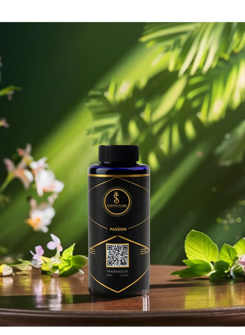 سينتا فلورا زيت SCENTA FLORA العطري "Passion" لأجهزة نشر الروائح والعلاج العطري (200 مل) | مزيج حيوي يجمع بين الحمضيات والزهور والنفحات الترابية | صُمم خصيصاً لإضفاء أجواء دافئة ومفعمة بالحيوية على أي مكان.