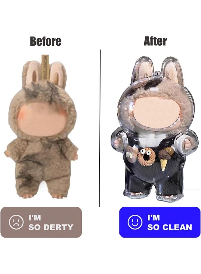 Clear Figure Display Case Compatible with LABUBU Have a Seat Plush Toy, Protective Cover, Transparent PVC Bag for Storage (Standing)  - Image 5