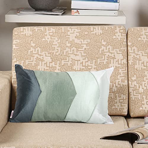Home- The Best is for You 12x18 inch Cushion Cover Green | Printed and Embroidered | Pack of 1 - Image 1