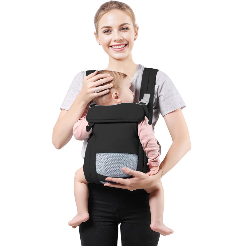 Shiaon Baby Carrier Newborn to Toddler, Cozy Baby Wrap Carrier(7-30lbs), Easily Adjustable Toddler Carrier, Lightweight Baby Holder Carrier, Baby Sling Carrier, Black - Image 1
