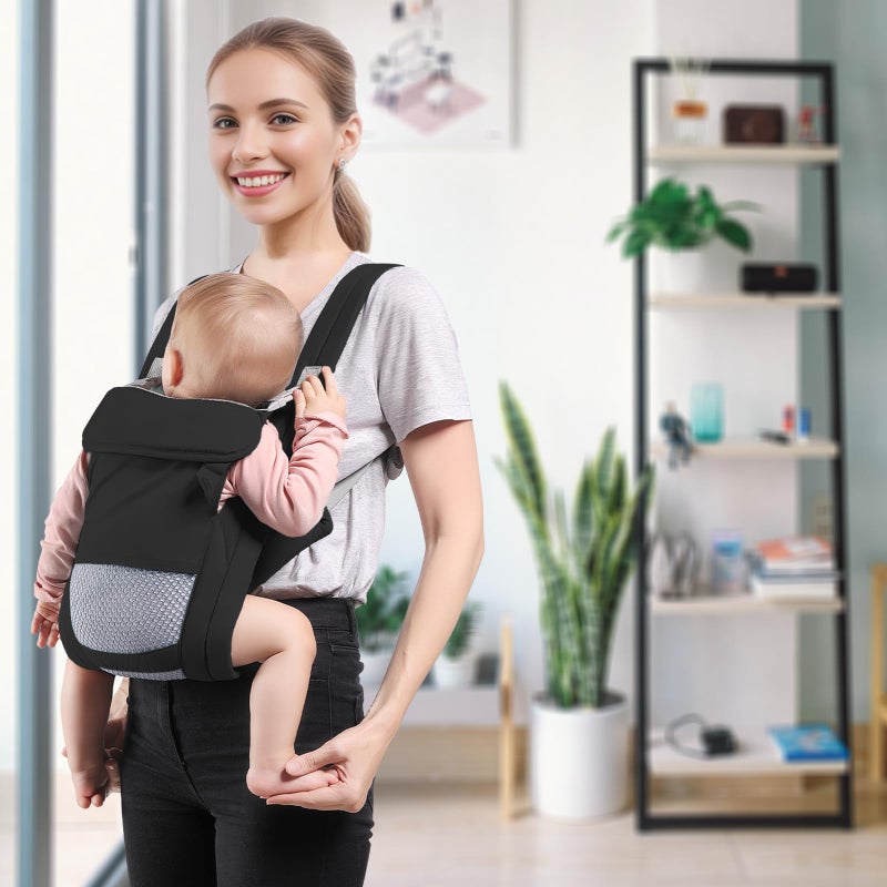 Shiaon Baby Carrier Newborn to Toddler, Cozy Baby Wrap Carrier(7-30lbs), Easily Adjustable Toddler Carrier, Lightweight Baby Holder Carrier, Baby Sling Carrier, Black - Image 5