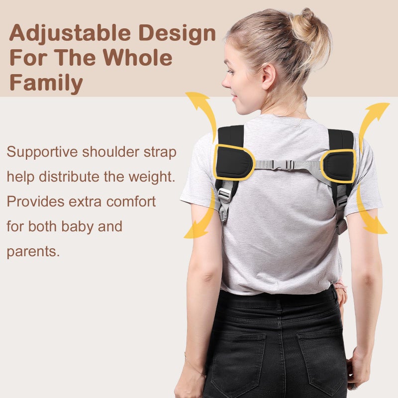 Shiaon Baby Carrier Newborn to Toddler, Cozy Baby Wrap Carrier(7-30lbs), Easily Adjustable Toddler Carrier, Lightweight Baby Holder Carrier, Baby Sling Carrier, Black - Image 4