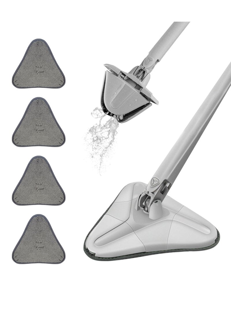 Excefore Wall Mop, Self-Wringing Mop, 360° Rotation & Hands-Free, Easy Squeeze System for Washing Walls, Floors, Corners, Professional Quality, Dry & Wet Cleaning, 4 Microfiber Triangle Pads (Gray) - Image 1