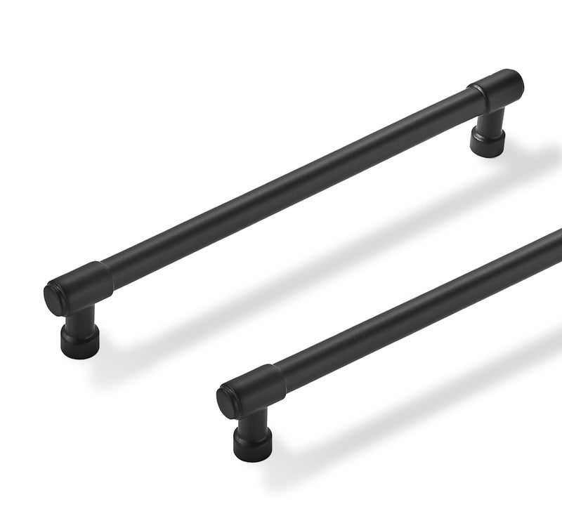 ZAUYX Solid Heavy Duty Jasper Pulls 2 Pack Matte Black Cabinet Pulls 8 Inch Hole Centers for Kitchen Cupboard Handles Modern Drawer Pulls Bathroom Cabinet Pulls