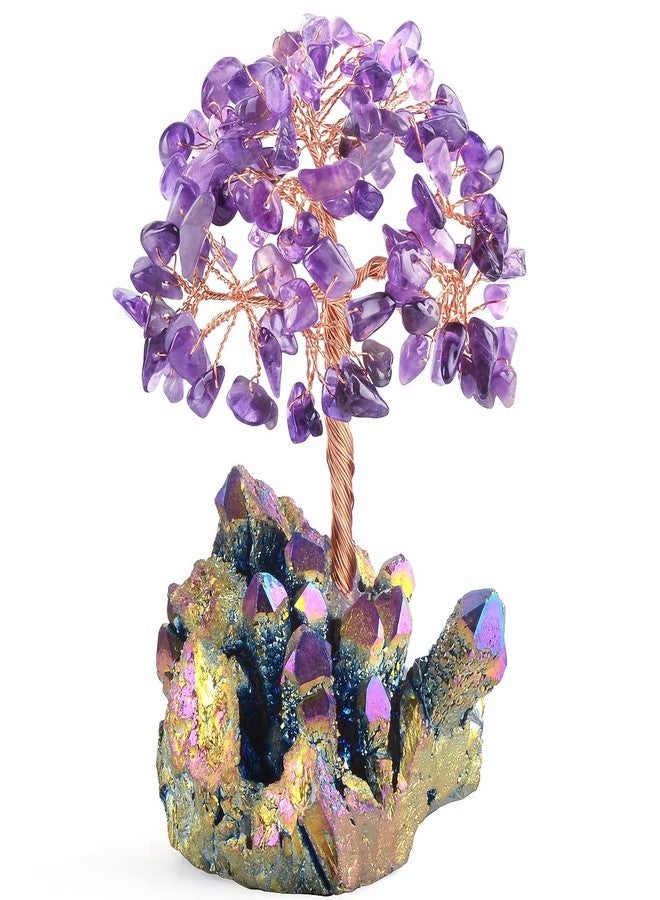 MASGEMES Natural Amethyst Decor Crystal Tree of Life Quartz Rainbow Tatinium Base Healing Crystals Feng Shui Bonsai Handmade Money Tree for Wealth and Luck - Image 1