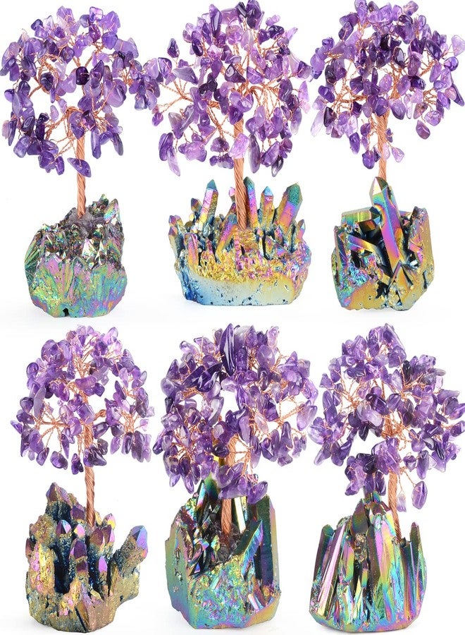 MASGEMES Natural Amethyst Decor Crystal Tree of Life Quartz Rainbow Tatinium Base Healing Crystals Feng Shui Bonsai Handmade Money Tree for Wealth and Luck - Image 5