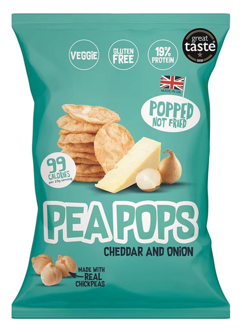 PEA POPS - Pea Pops Healthy Protein Chips - Delicious Chikpea Crisps 19% Protein Less Fat, Low Calorie, Gluten Free, Veggie Protein Snacks, Popped (Not Fried) 23g (Cheddar & Onion) - Image 1