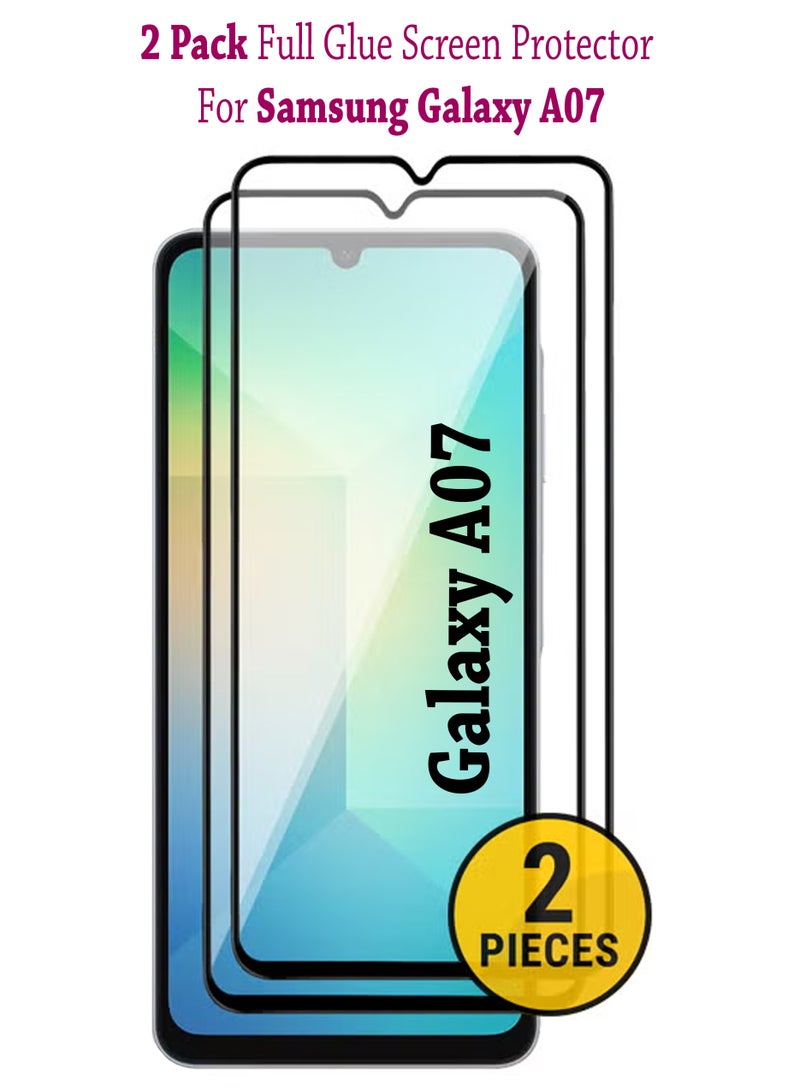 2 Pack Samsung Galaxy A07 Screen Protector | Tempered Glass Compatible with Samsung Galaxy A07| Screen Protector Full HD Quality Tempered Glass Anti-Scratch Edge to Edge Coverage with Easy Installation Kit - Black - Image 1