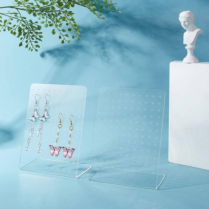TPGP FINGERINSPIRE 3Pcs L-Shape Earring Display Stand with 120 Holes - Clear Earring Holder for Women - Image 5