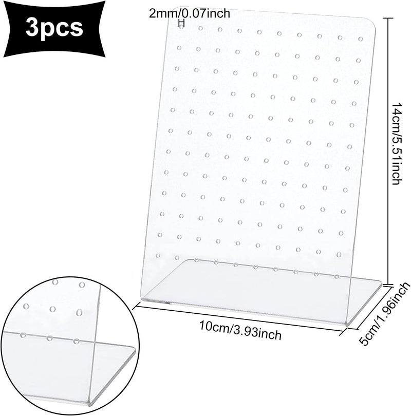 TPGP FINGERINSPIRE 3Pcs L-Shape Earring Display Stand with 120 Holes - Clear Earring Holder for Women - Image 2