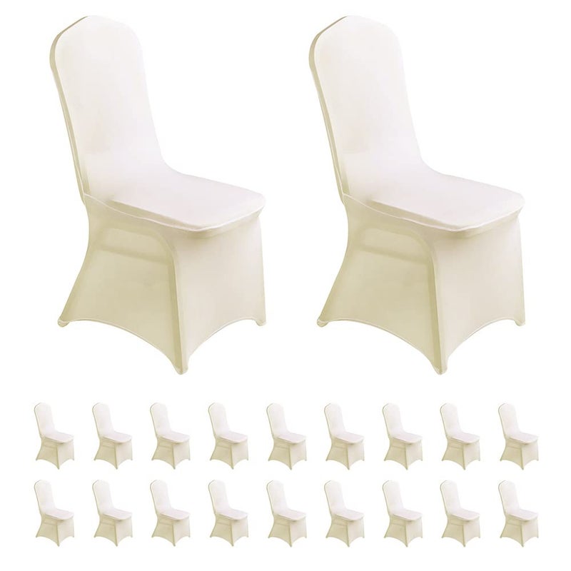 LZY Spandex Chair Cover Stretch Slipcovers for Wedding Party Dining Banquet Chair Decoration Covers Ivory 20