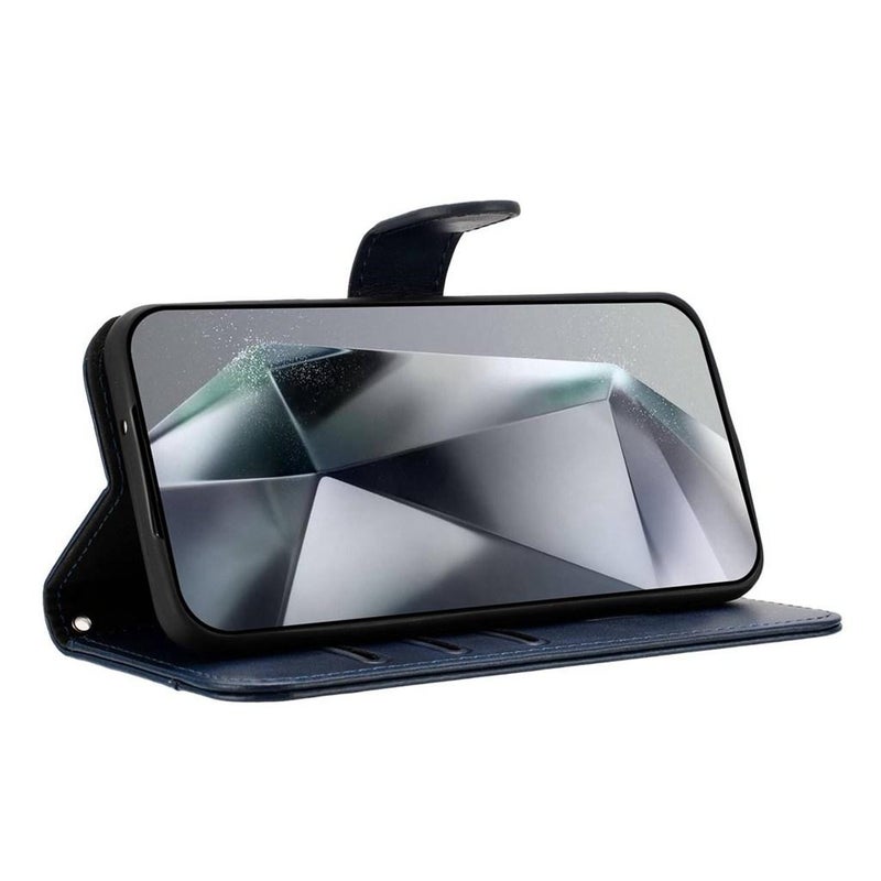 erorex For Honor 400 Global Dual-Folded S-shape Leather Phone Case(Navy Blue) - Image 5