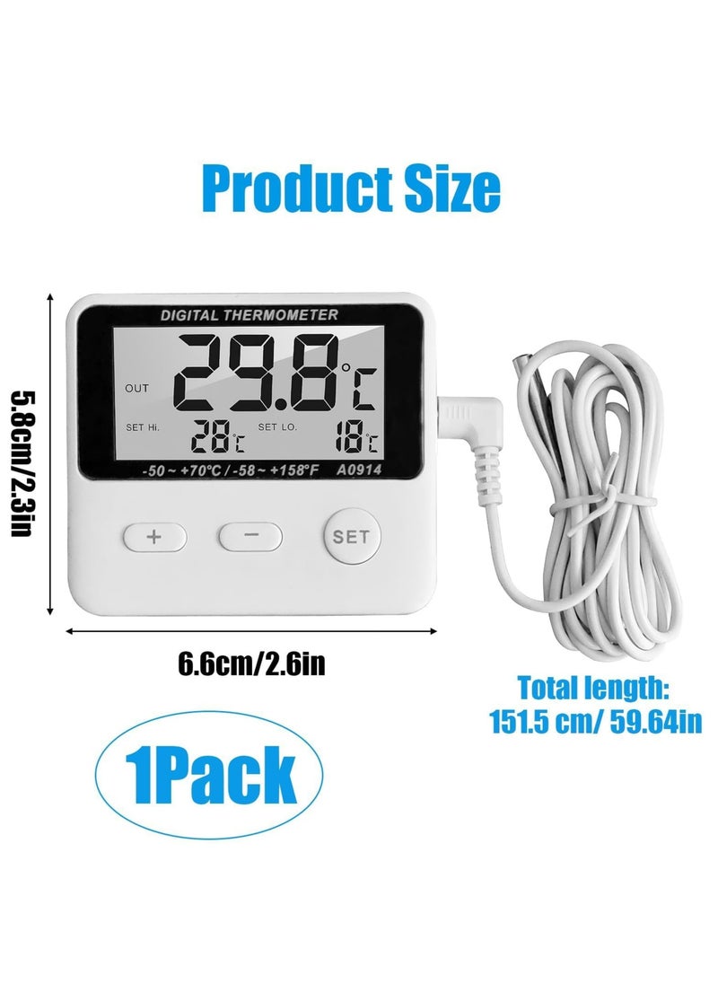 SYOSI - Digital Freezer Thermometer with External Sensor, LCD Display, High/Low Temperature Alarm, ℃/℉ Switchable, Magnetic Refrigerator Thermometer for Home - Image 1