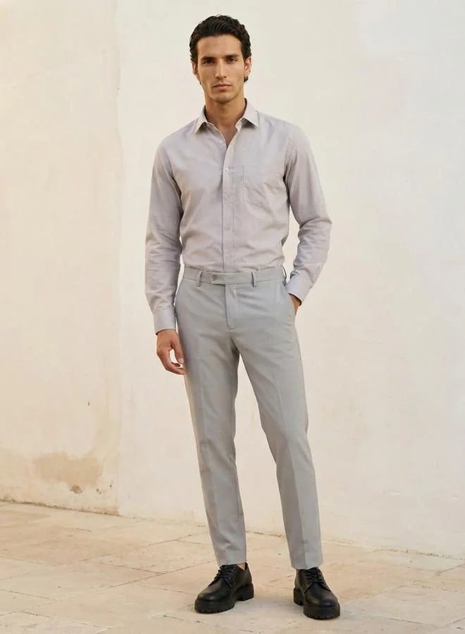 Splash FAV Beige Regular Fit Collared Textured Long Sleeves Shirt for Men | Best Price UAE