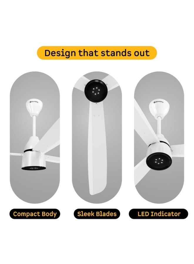 atomberg Renesa Enzel 1200mm BLDC Ceiling Fan with Remote Control | BEE 5 star Rated Energy Efficient Ceiling Fan | High Air Delivery with LED Indicators| 3 Year Warranty (Gloss White) - Image 5