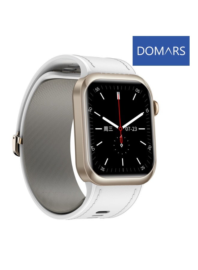 Domars Health Smart Watch with AirPump System, 1.95" AMOLED ScreenFitness Tracker with Bluetooth Calling 24/7 Heart Rate Monitor, 50 Sport Modes.Running, Cycling, Hiking Ect 15-Day Battery, NFC, IP67 Waterproof,SOS White - Image 1