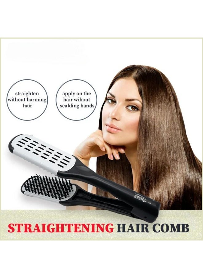 Scarlet Line Professional Thermoceramic Straightening Hair Brush With Bore Bristles For Men N Women_Black N White  - Image 4