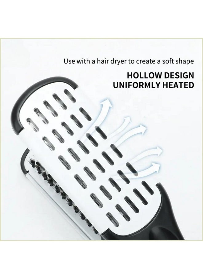 Scarlet Line Professional Thermoceramic Straightening Hair Brush With Bore Bristles For Men N Women_Black N White  - Image 2