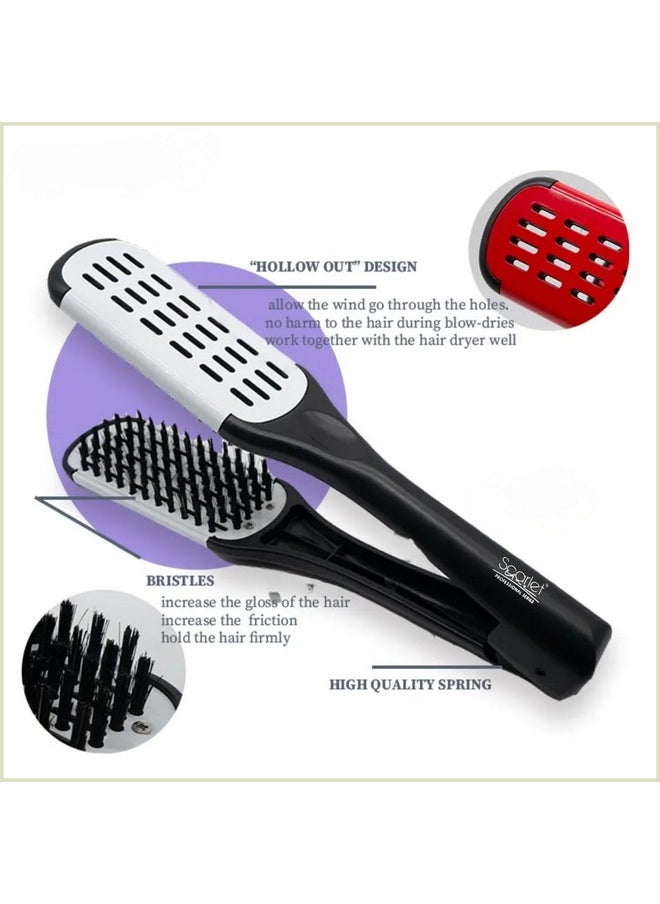 Scarlet Line Professional Thermoceramic Straightening Hair Brush With Bore Bristles For Men N Women_Black N White  - Image 5