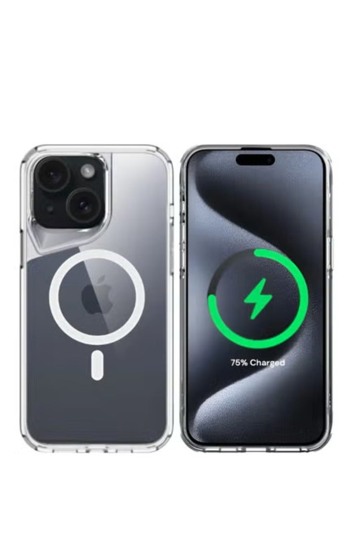 جيرفور جراب موبايل ايفون 14 بلس (iPhone 14 Plus) مضاد للصدمات, غطاء حماية مغناطيسي مضاد للخدش يدعم الشحن اللاسلكي ماج سيف MageSafe, مصنوع من البولي يورثين الحراري عالي الجودة - شفاف - Image 2