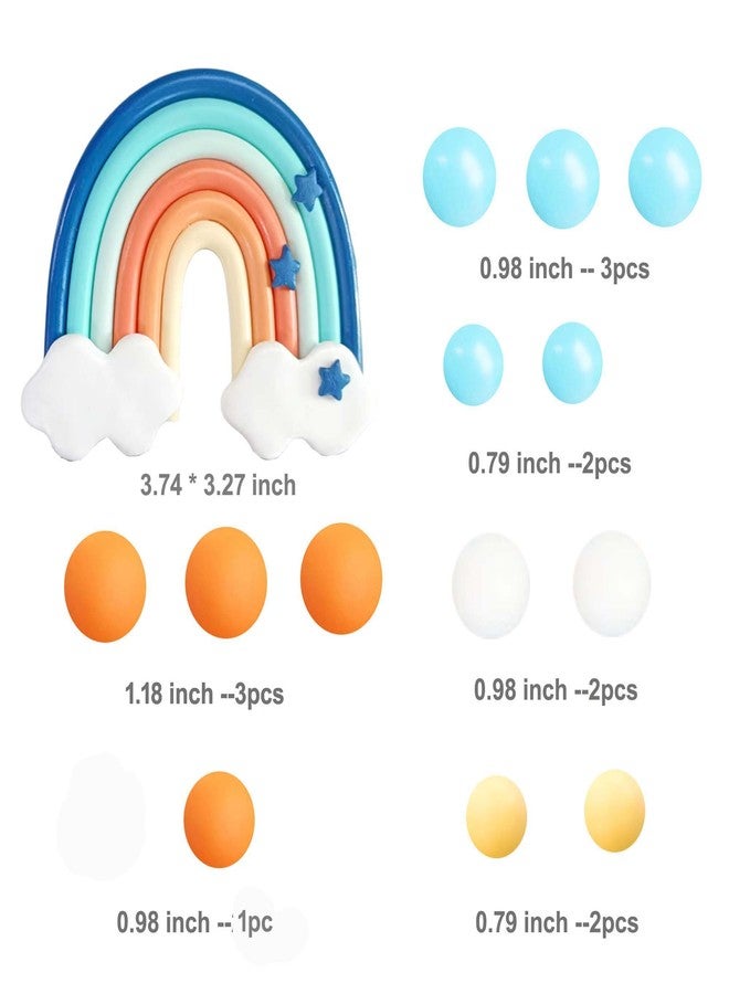 Qoadwem Blue Rainbow Cake Toppers, Qoadwem 14pcs Blue Rainbow Cake Toppers With Orange White Balls For Dog Birthday Cake Decorations Baby Shower Party Supplies - Image 2