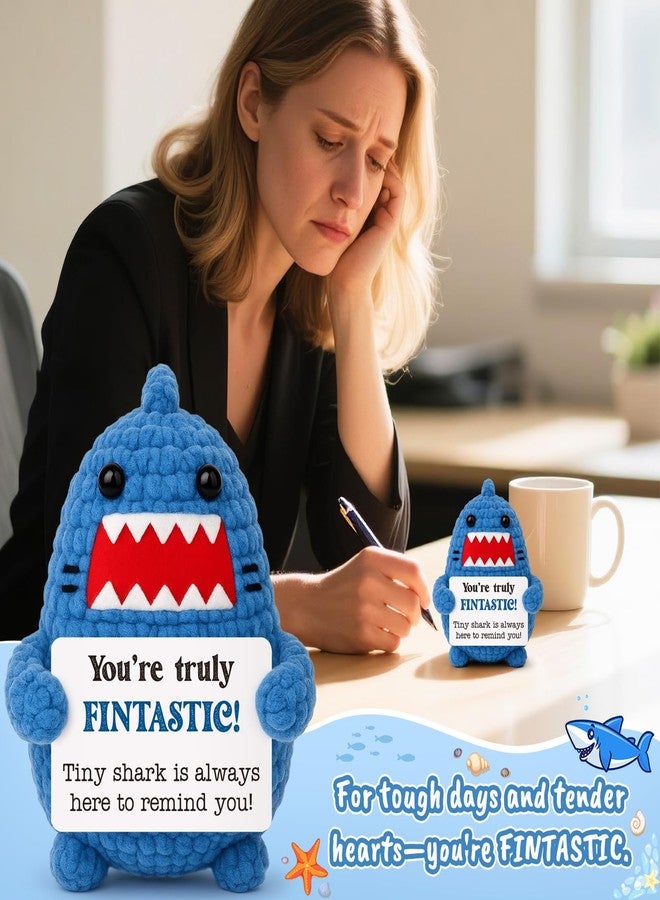 Jettryran Positive Crochet Animals Shark Gift White Elephant Gifts for Adults Friends Christmas Secret Santa Gifts for Coworker Women Men Get Well Gag Emotional Positive Shark Appreciation Thinking of You - Image 3