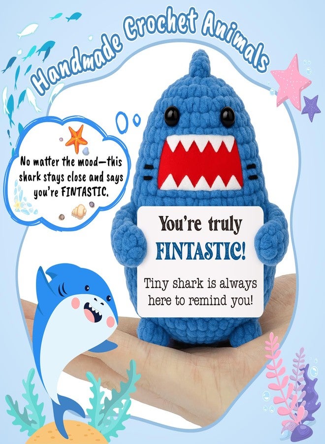 Jettryran Positive Crochet Animals Shark Gift White Elephant Gifts for Adults Friends Christmas Secret Santa Gifts for Coworker Women Men Get Well Gag Emotional Positive Shark Appreciation Thinking of You - Image 2