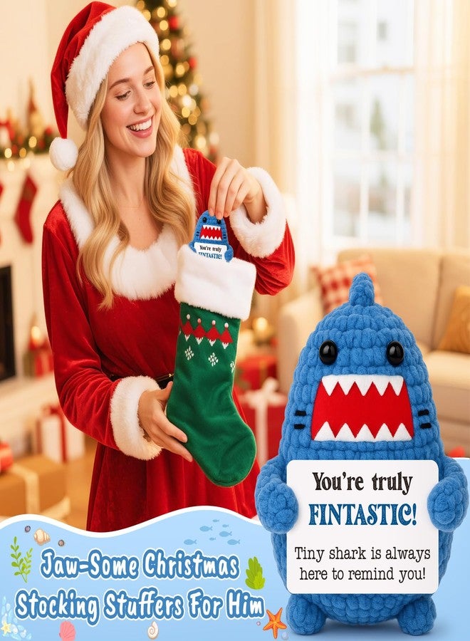 Jettryran Positive Crochet Animals Shark Gift White Elephant Gifts for Adults Friends Christmas Secret Santa Gifts for Coworker Women Men Get Well Gag Emotional Positive Shark Appreciation Thinking of You - Image 4