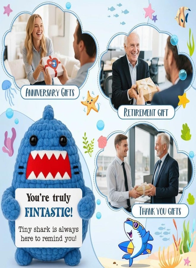 Jettryran Positive Crochet Animals Shark Gift White Elephant Gifts for Adults Friends Christmas Secret Santa Gifts for Coworker Women Men Get Well Gag Emotional Positive Shark Appreciation Thinking of You - Image 5