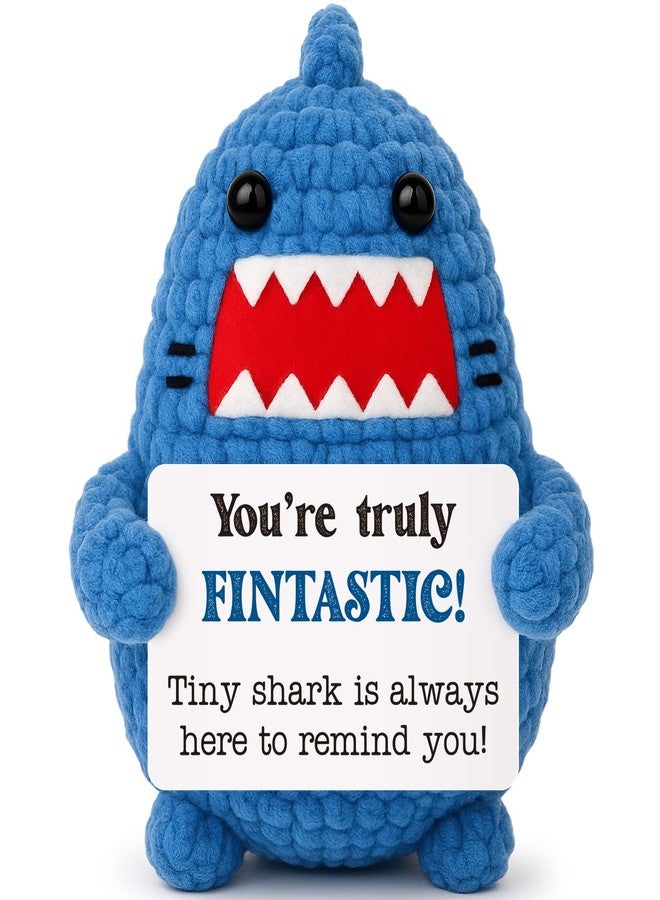 Jettryran Positive Crochet Animals Shark Gift White Elephant Gifts for Adults Friends Christmas Secret Santa Gifts for Coworker Women Men Get Well Gag Emotional Positive Shark Appreciation Thinking of You - Image 1