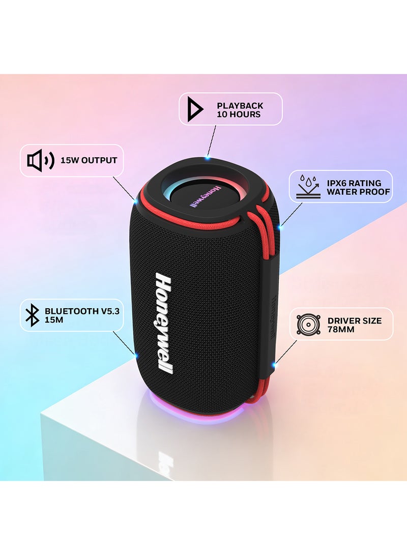 هوني ويل سماعة بلوتوث سوانو P400 15W 5.3، مشعات باس عميق، 10 ساعات وقت تشغيل، IPX 6، ميزة TWS، أضواء RGB، بطاقة SD، AUX، منفذ Type-C، ميكروفون مدمج، محركات 78 مم، ضمان المصنع 3 سنوات - Image 1