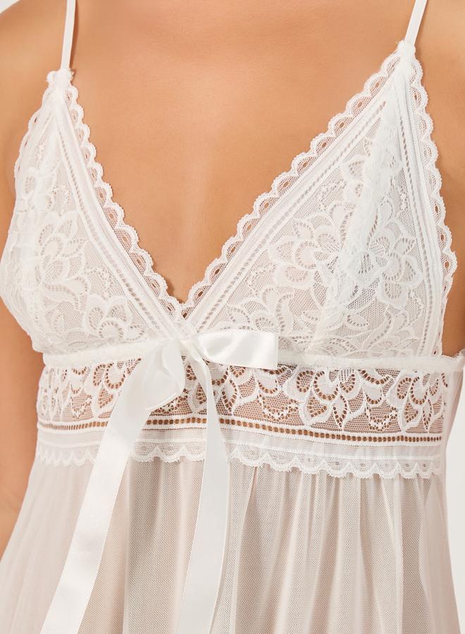 Styli Styli Lace Bow Detail Babydoll with Briefs  - Image 3