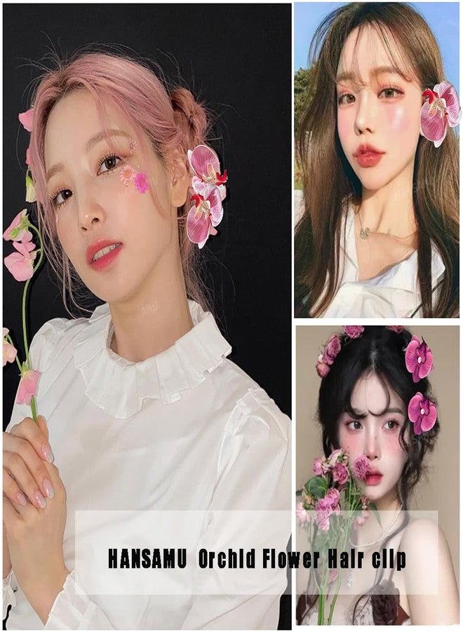 HANSAMU 12 Pieces Flower Hair Clips Bohemian Butterfly Orchid Hair Barrettes for Beach Party Spring Photo Prop, Artificial Hawaiian Boho Hairclip Flower Hair Accessories for Women Girls Bridal Headwear - Image 4