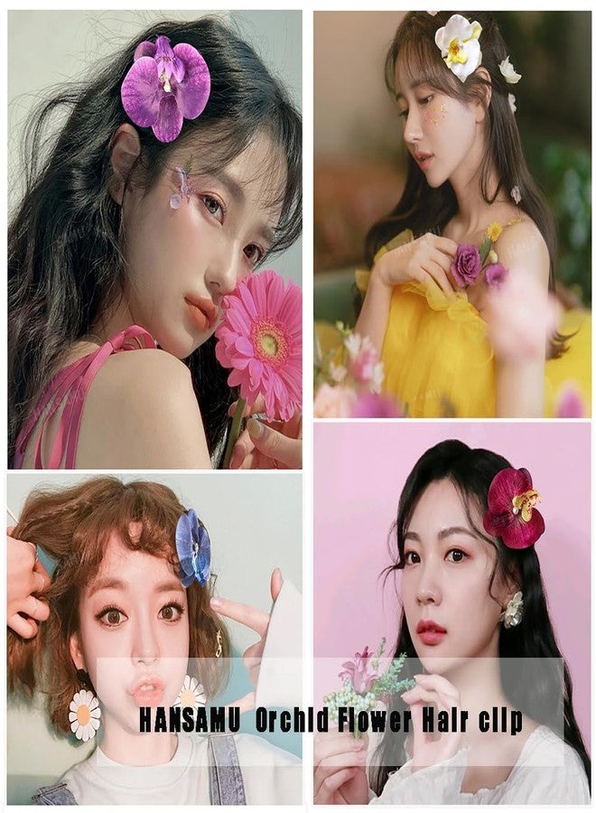 HANSAMU 12 Pieces Flower Hair Clips Bohemian Butterfly Orchid Hair Barrettes for Beach Party Spring Photo Prop, Artificial Hawaiian Boho Hairclip Flower Hair Accessories for Women Girls Bridal Headwear - Image 3