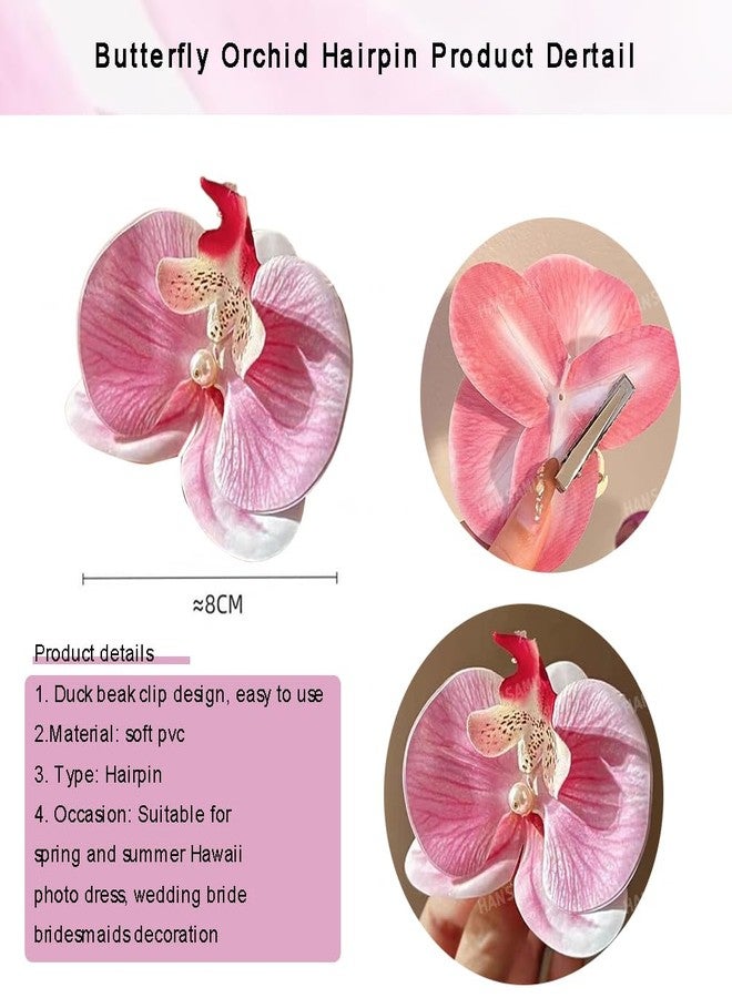 HANSAMU 12 Pieces Flower Hair Clips Bohemian Butterfly Orchid Hair Barrettes for Beach Party Spring Photo Prop, Artificial Hawaiian Boho Hairclip Flower Hair Accessories for Women Girls Bridal Headwear - Image 2