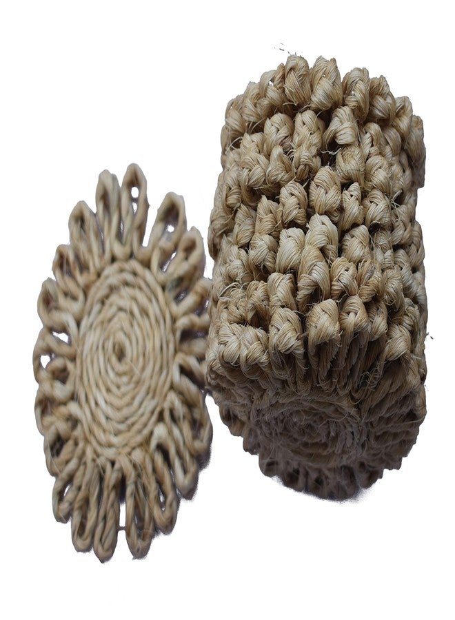 MARSHLAND Handcrafted Best for Center Round Jute 10cm L 0.5cm Brown Color & Round Handcrafted Coasters Set for Dining Table Cup Tea Coaster Pack of 6 - Image 2