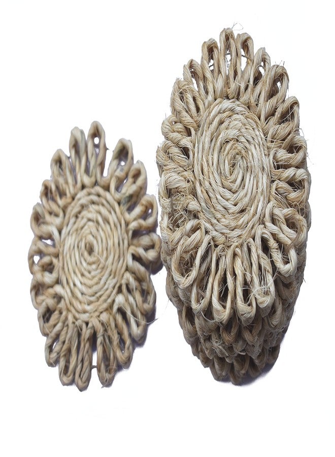 MARSHLAND Handcrafted Best for Center Round Jute 10cm L 0.5cm Brown Color & Round Handcrafted Coasters Set for Dining Table Cup Tea Coaster Pack of 6 - Image 1