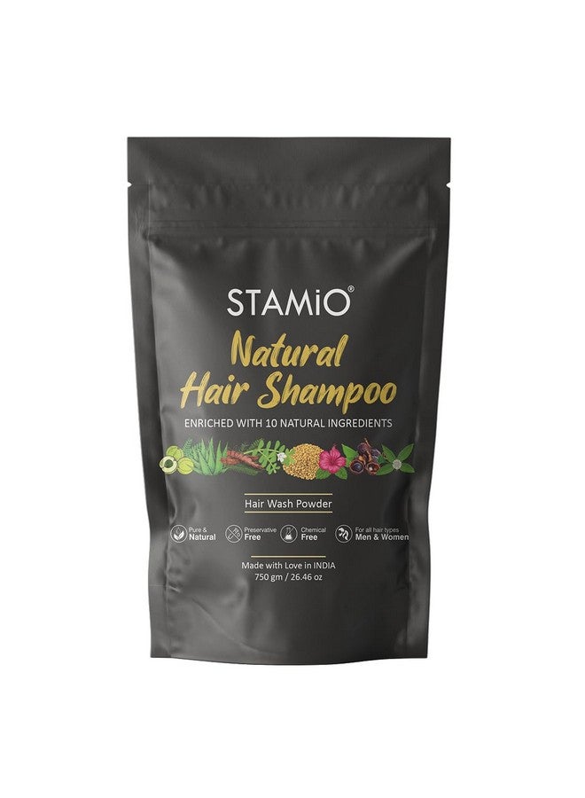 STAMIO Natural Hair Shampoo Powder 750 Gm | Herbal Hair Wash - Enriched With Amla, Reetha, Shikakai, Bhringraj, Hibiscus, Methi, Brahmi, Jatamansi, Jujube And Aloe Vera | Men & Women | In Pouch 26.46 Oz - Image 1