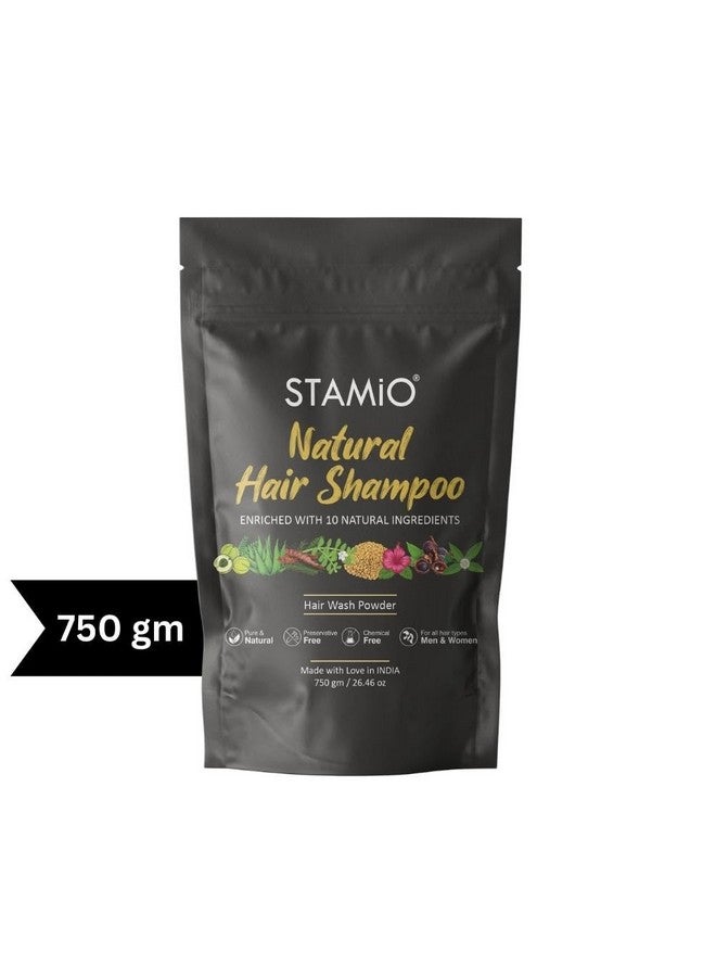 STAMIO Natural Hair Shampoo Powder 750 Gm | Herbal Hair Wash - Enriched With Amla, Reetha, Shikakai, Bhringraj, Hibiscus, Methi, Brahmi, Jatamansi, Jujube And Aloe Vera | Men & Women | In Pouch 26.46 Oz - Image 2