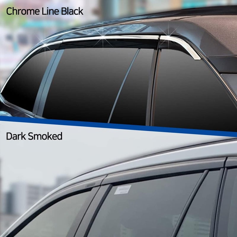 AUTO CLOVER AUTOCLOVER Tape-On Rain Guards Window Visors 6 Pcs Set for Toyota Rav4 2019 2020 2021 2022 2023 2024 2025 / Window Deflectors, Out-Channel Vent Shades (Chrome Line Black) - Image 2