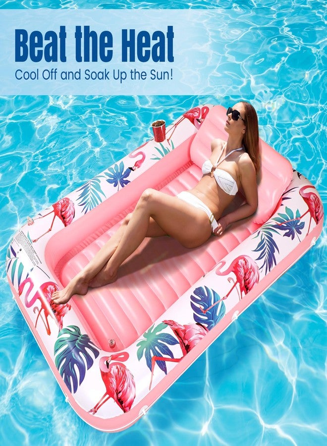 PANADAJOY Premium Inflatable Tanning Pool Lounger Lake Flamingo Pool Float Floaties for Adults - Comfortable Design with Cup Holders and Headrest - Perfect for Beach Parties, Lake Lounging, and Tanning - Image 3